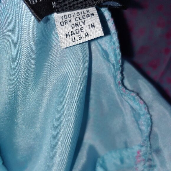 Alice & Trixie 100% Silk Floral Ruffle V-Neck Tie up Front Midi Dress Sz L Blue - Picture 4 of 8